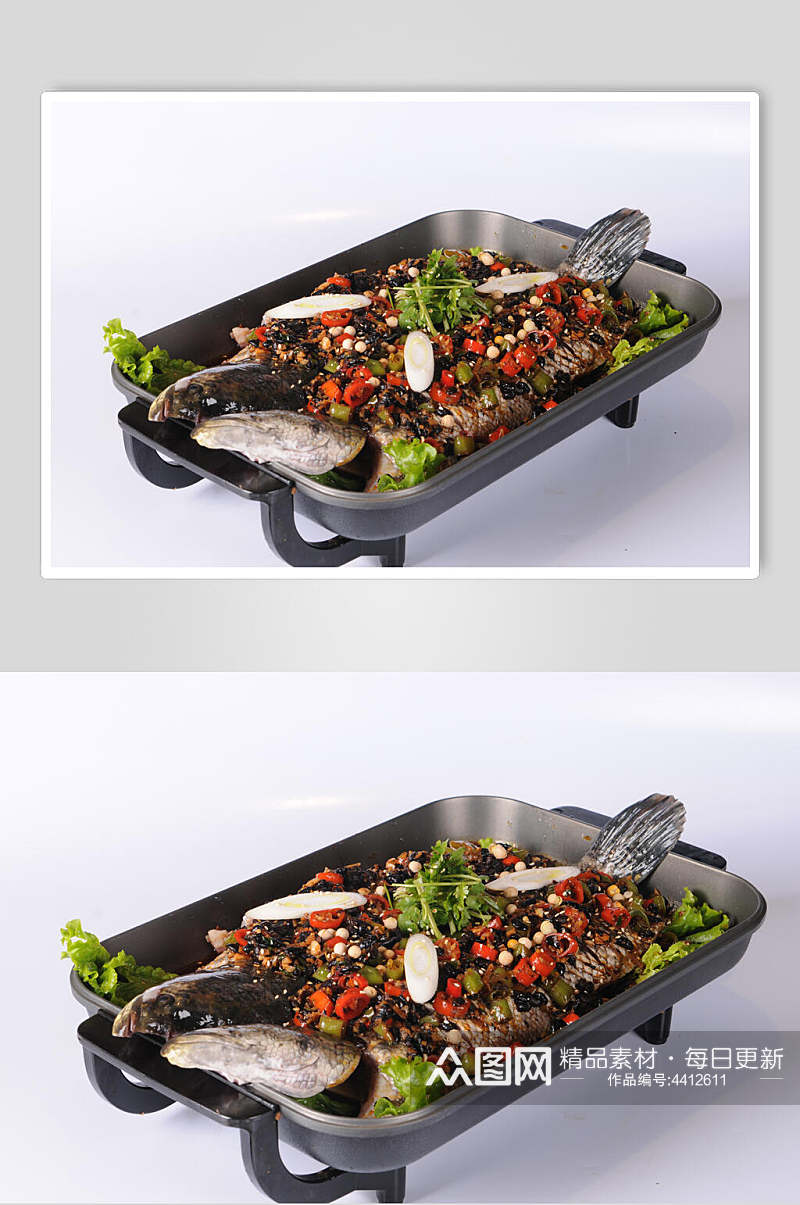 创意香菜辣椒美味烤鱼图片素材