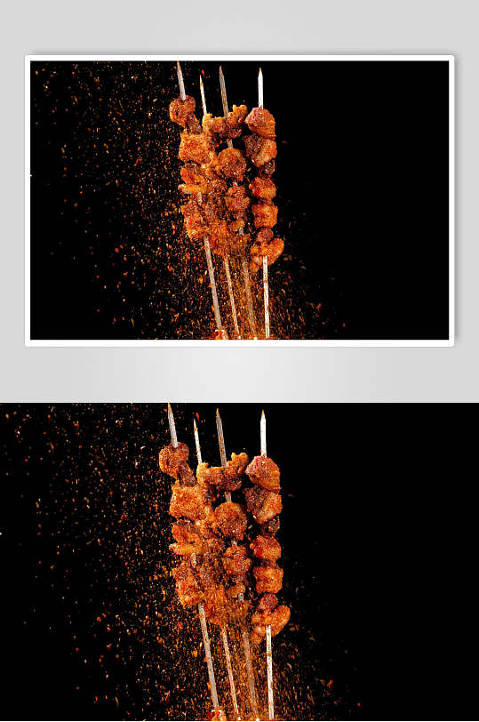 铁签辣椒粉肉块烤串图片