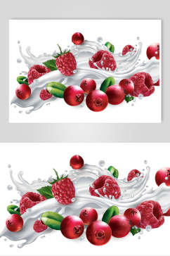 创意树莓浸水水果高清图片