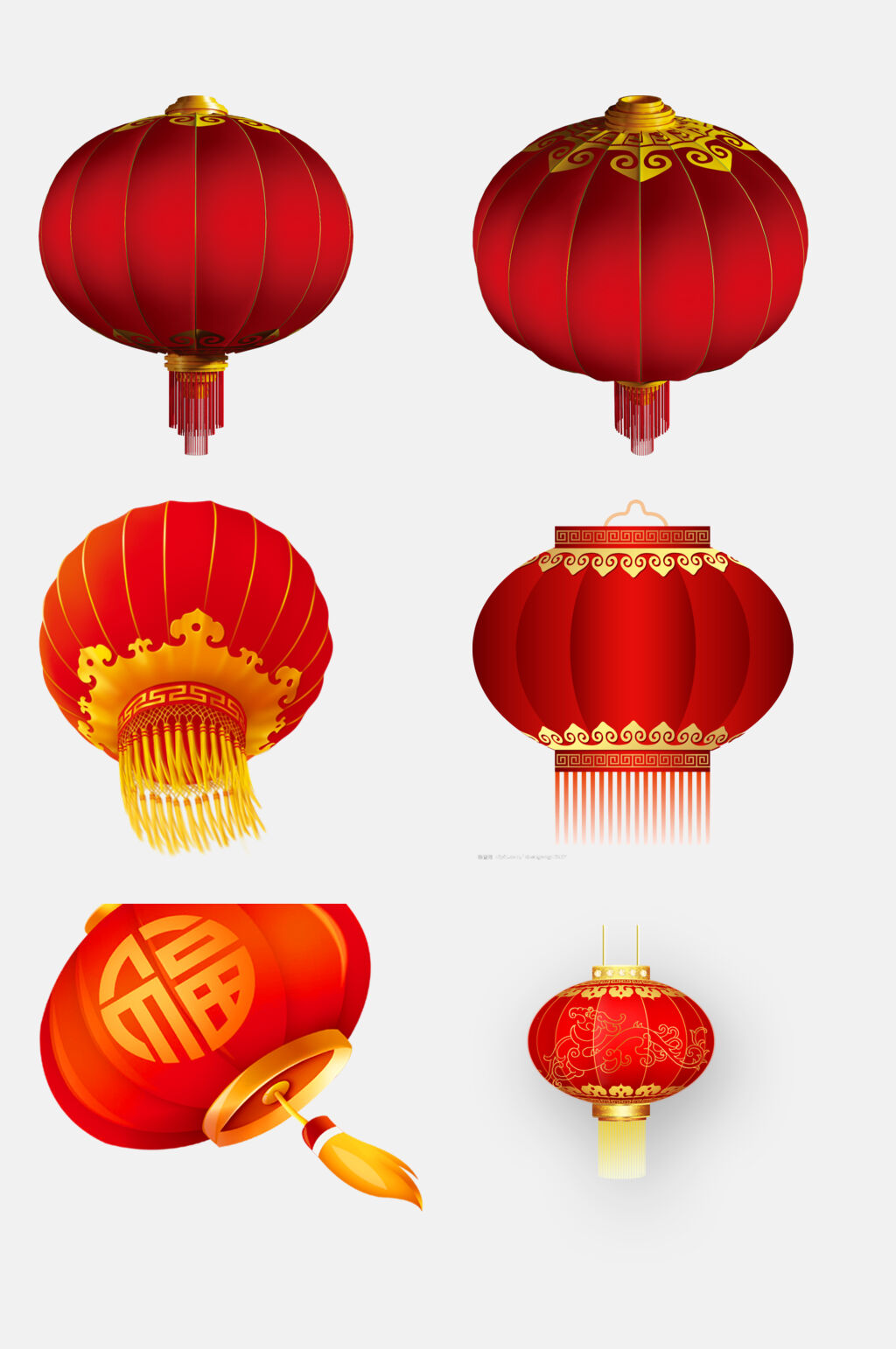 福字新年灯笼鞭炮免抠素材素材