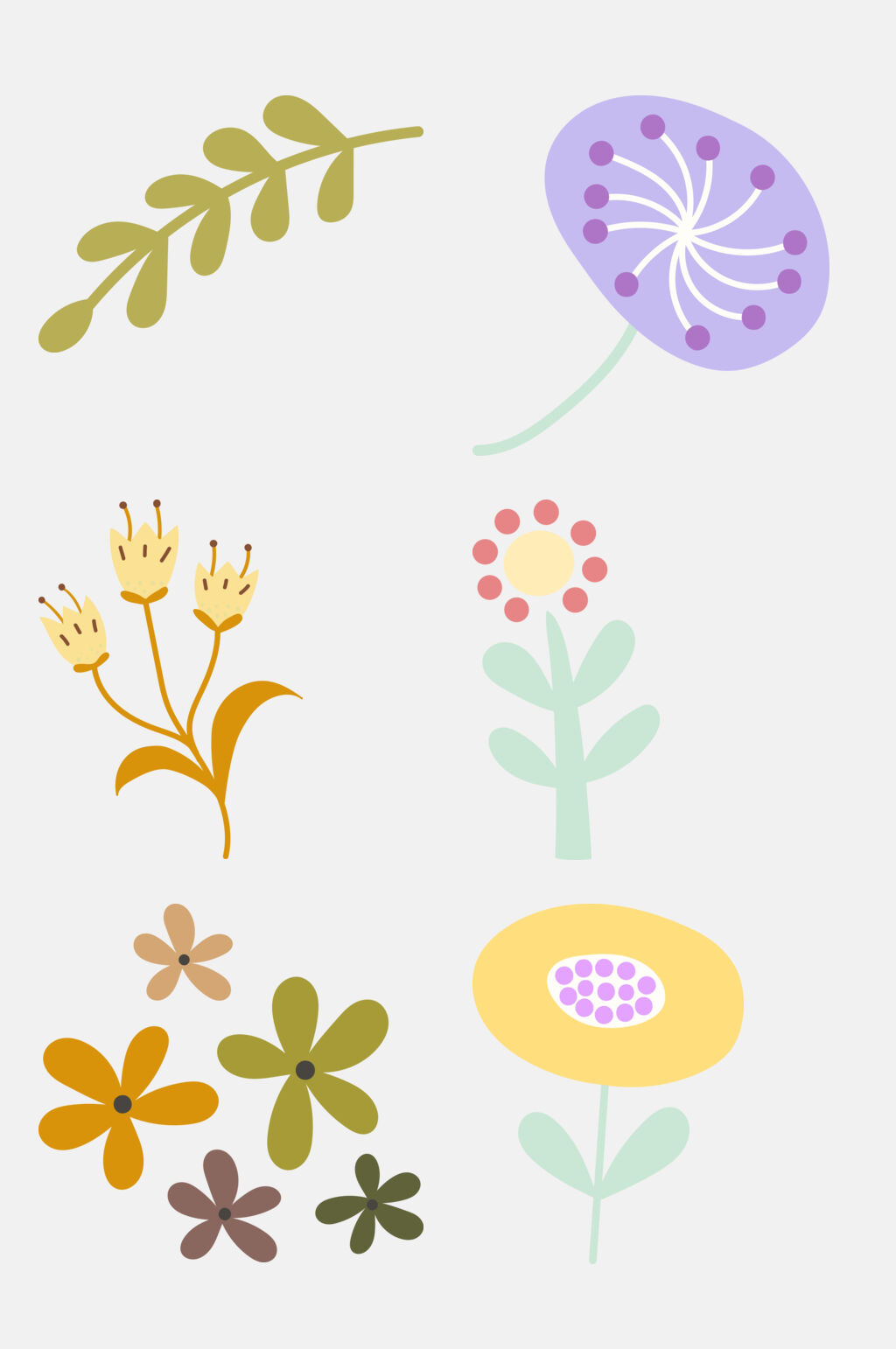 三朵花可爱卡通动植物字母免抠素材素材