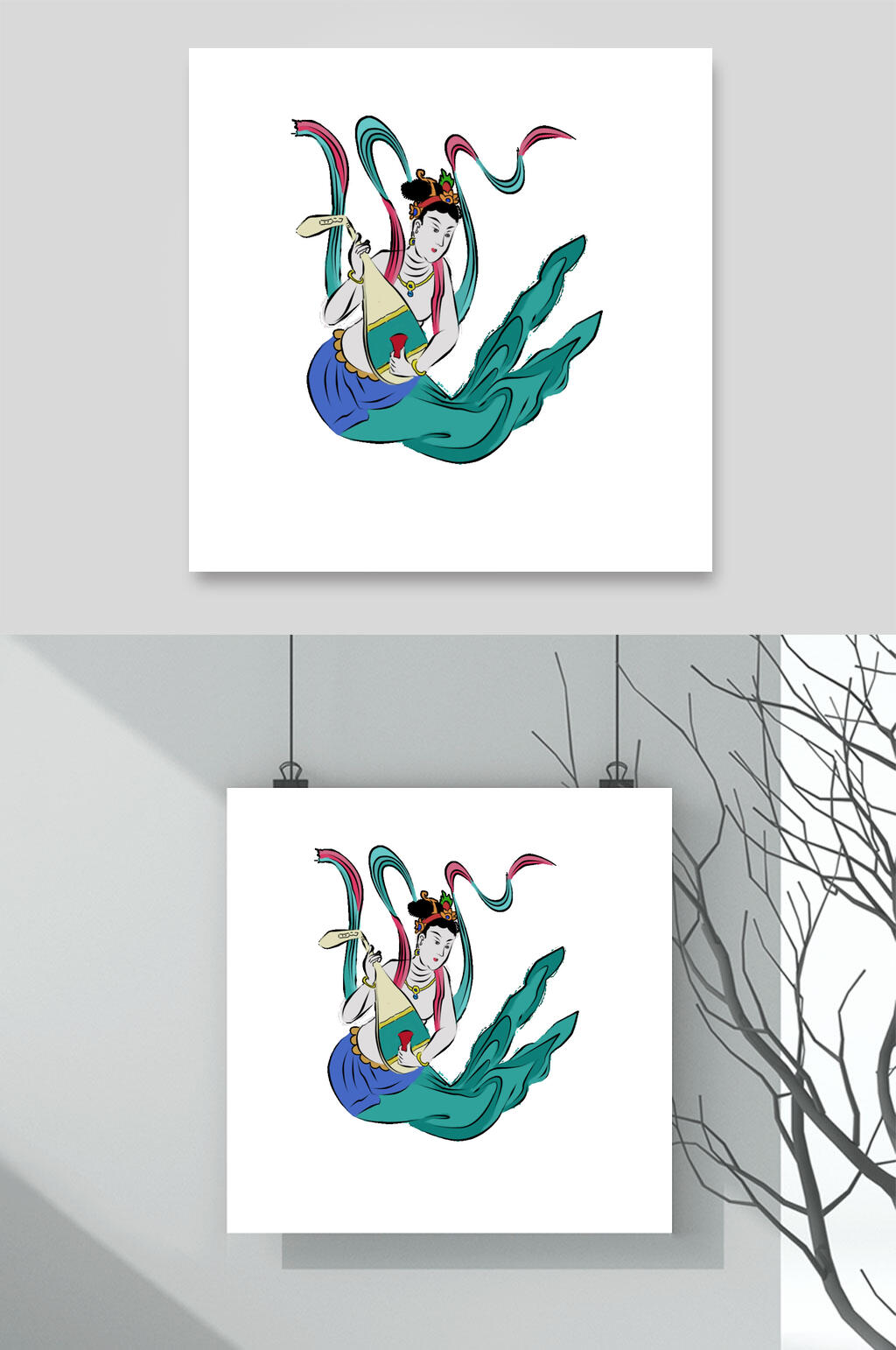 绸缎衣服灰色古典女子插画素材素材
