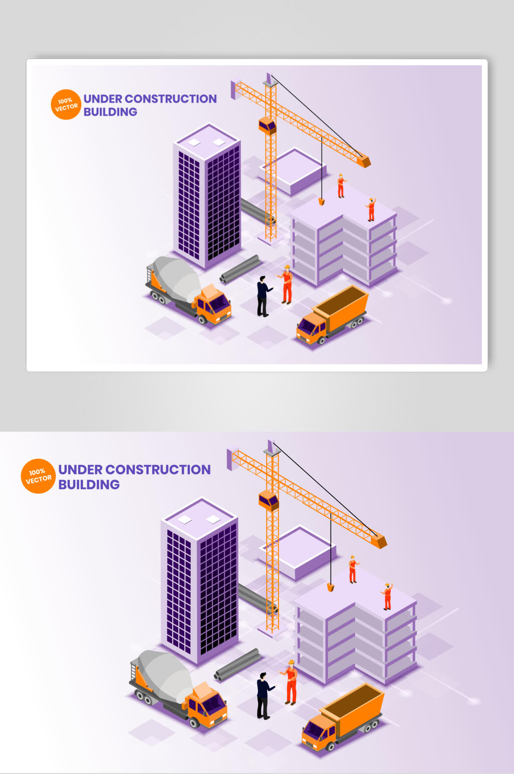 紫色简约清新素雅房屋建筑矢量素材素材