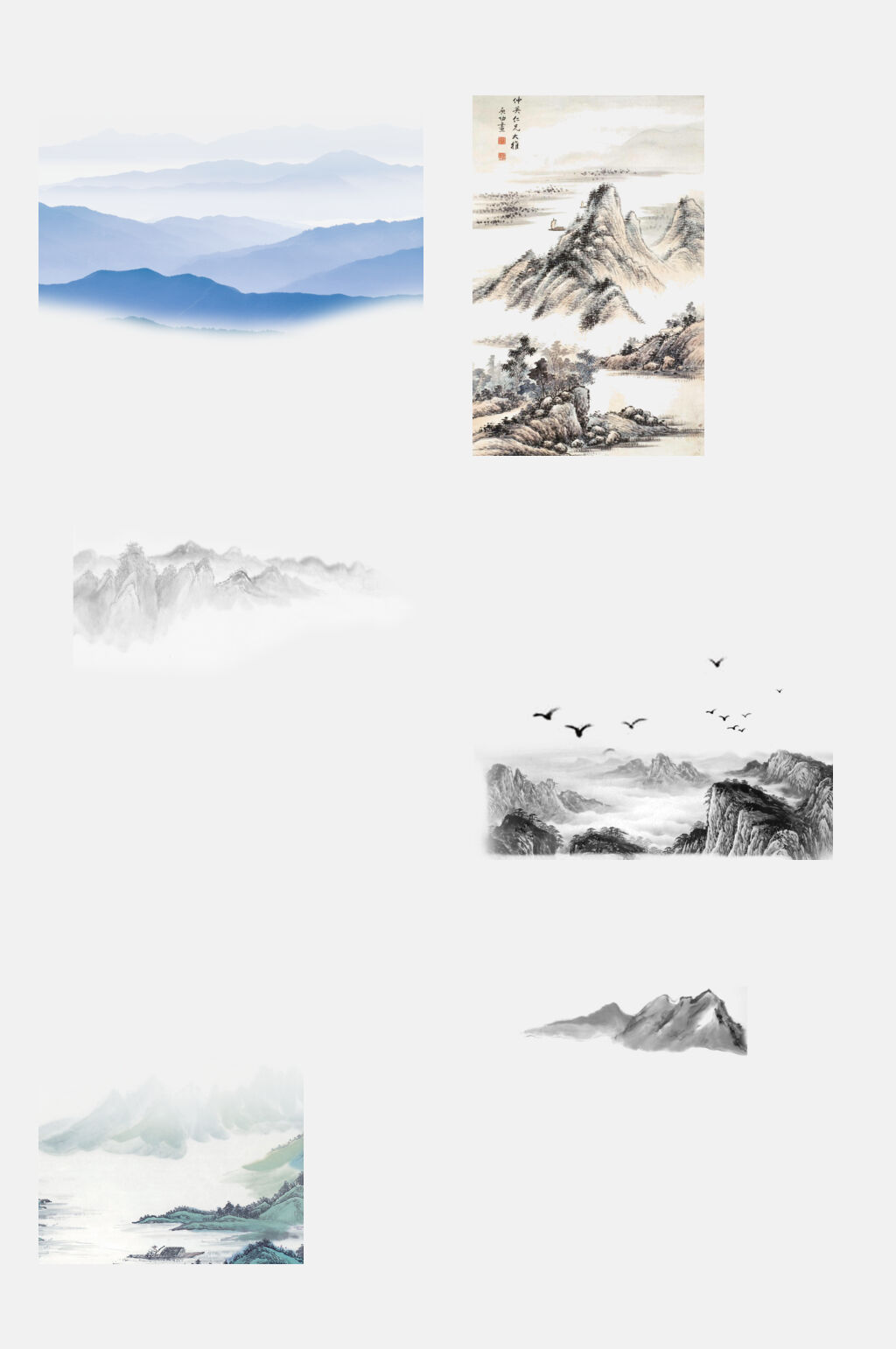 山水中国风山水免抠素材素材