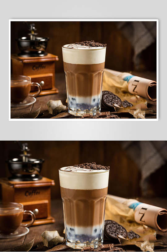 巧克力果汁奶茶饮品文艺摆拍图片