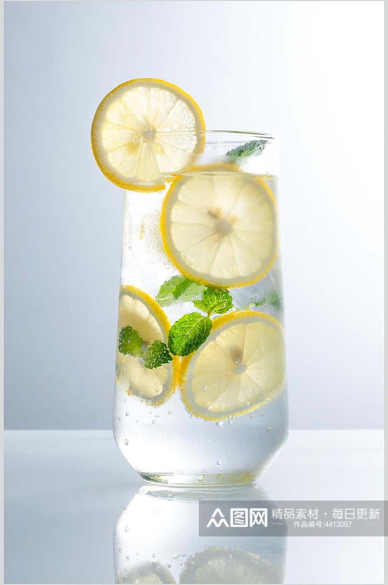 柠檬薄荷水美味饮品创意摆拍图片素材