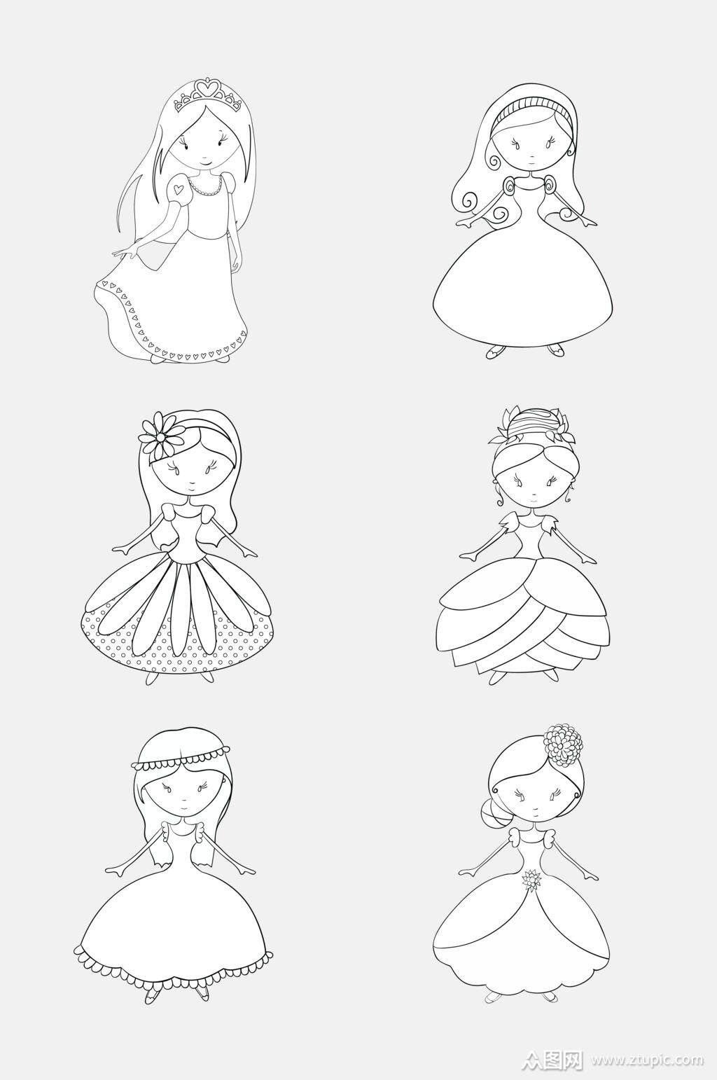 简约皇冠简笔画公主免抠素材素材