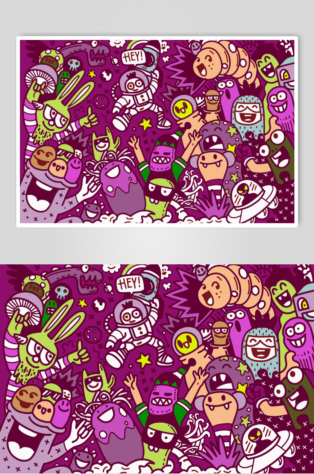 紫色简约可爱清新涂鸦插画矢量素材素材