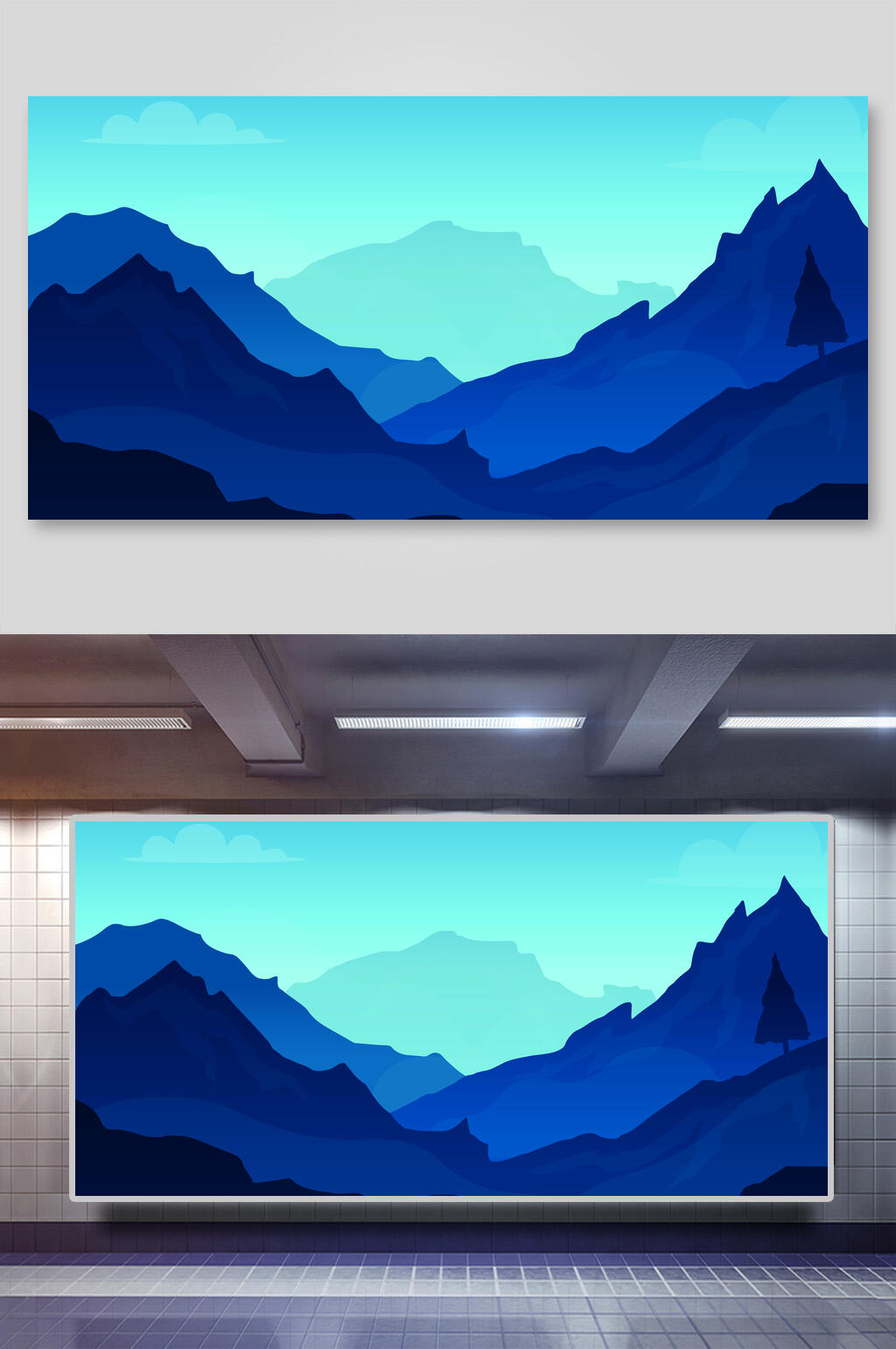 创意大气高山山顶矢量插画素材