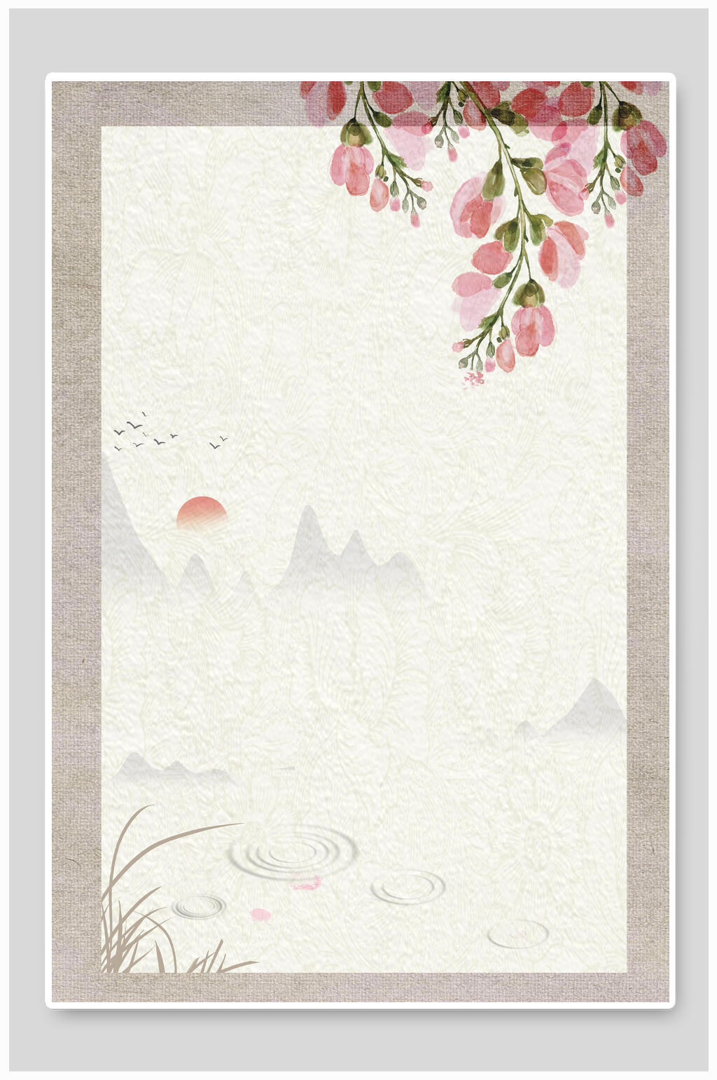 花朵黃色手繪簡(jiǎn)約風(fēng)古風(fēng)工筆畫(huà)背景素材