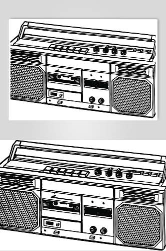 留声机黑白简约风家用电器矢量素材