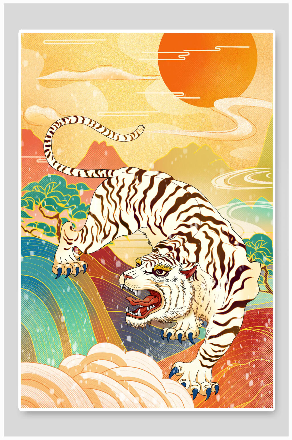 猛虎创意虎年插画素材