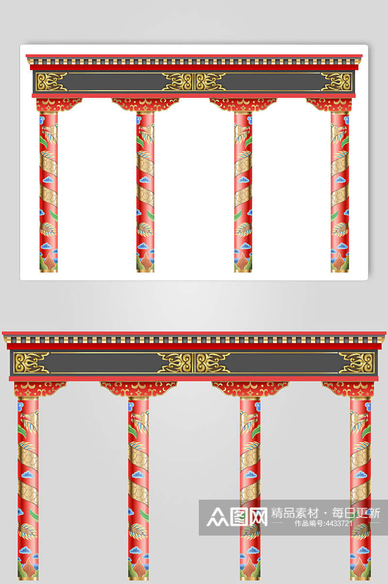 精美祥云中式古代建筑矢量素材素材