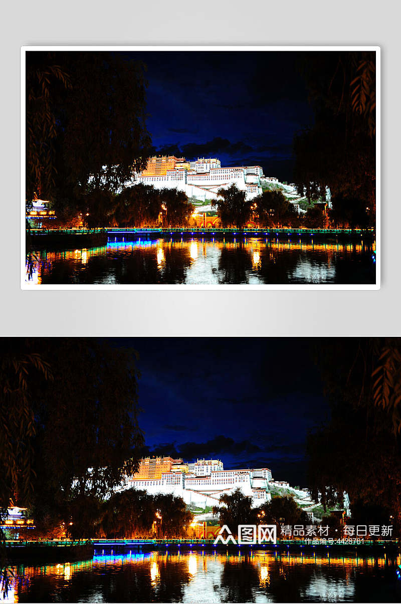 夜景灯光布达拉宫风景图素材