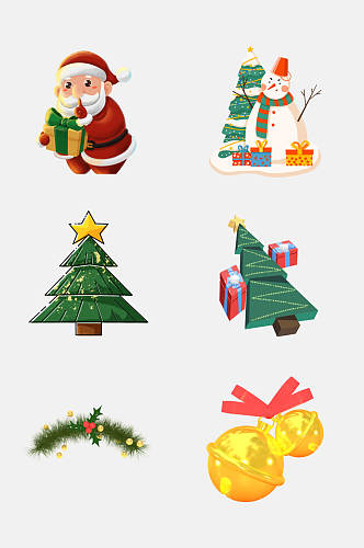 创意铃铛圣诞树圣诞节物品免抠素材
