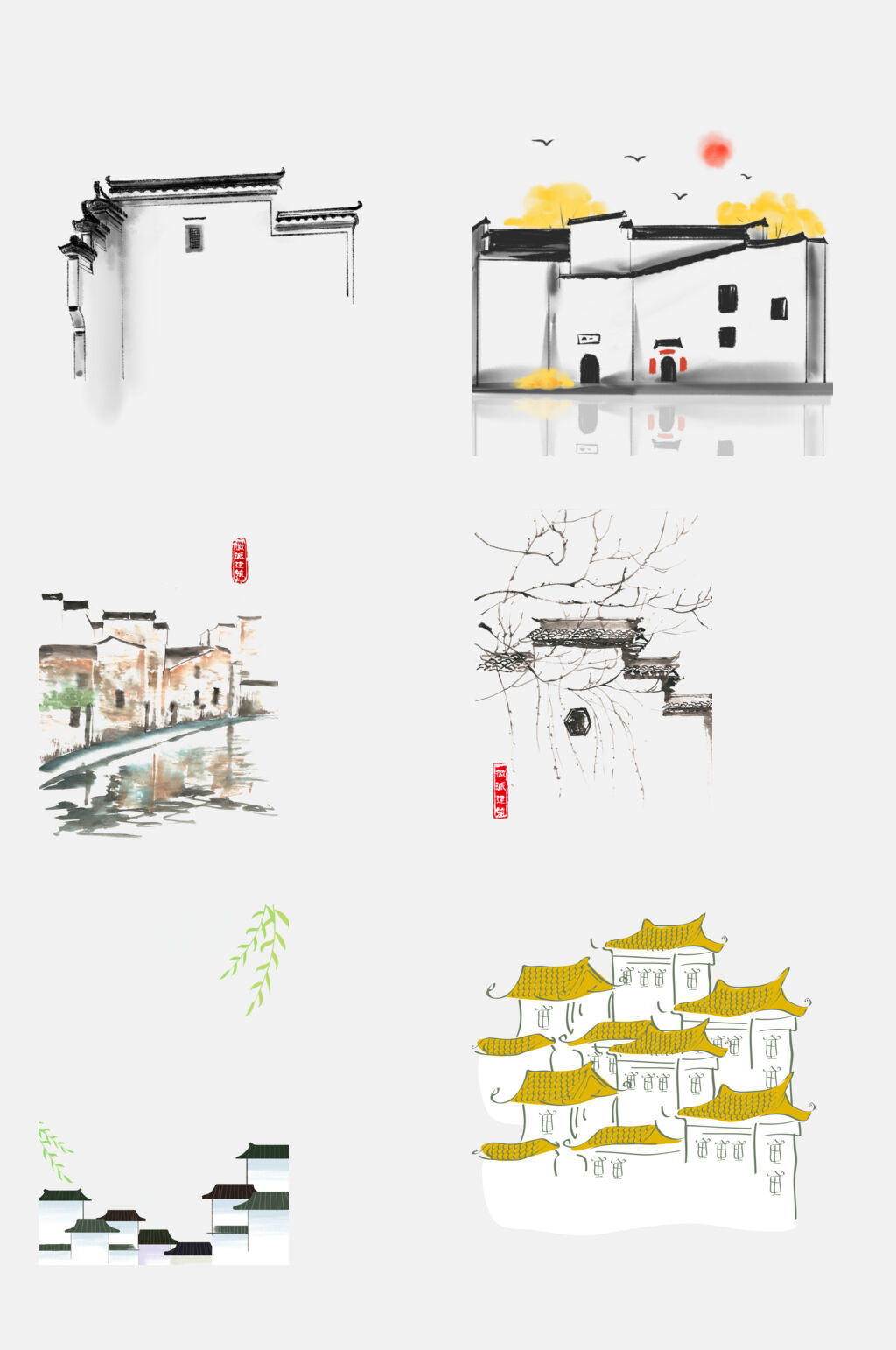 创意柳条鸟建筑屋檐免抠素材素材