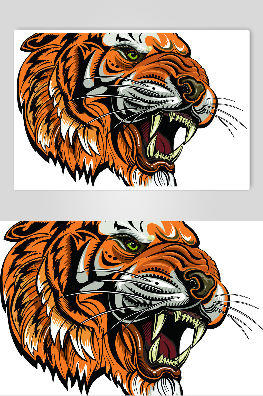 虎头潮流猛虎插画印花矢量素材素材