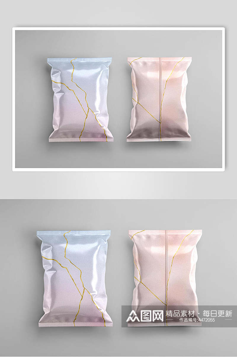 膨化袋线条灰零食袋塑料袋样机素材