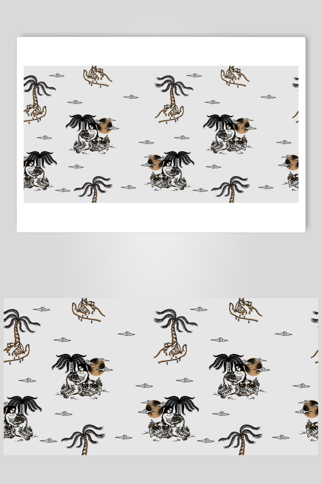 植物简约潮流猛虎插画印花矢量素材素材