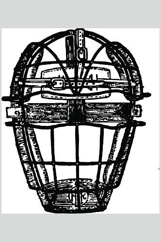简约头盔棒球套装矢量素材
