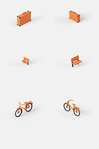 单车椅子黄立体卡通展示台免抠素材