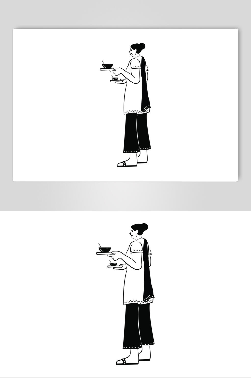 极简大气扁平化人物插画素材素材