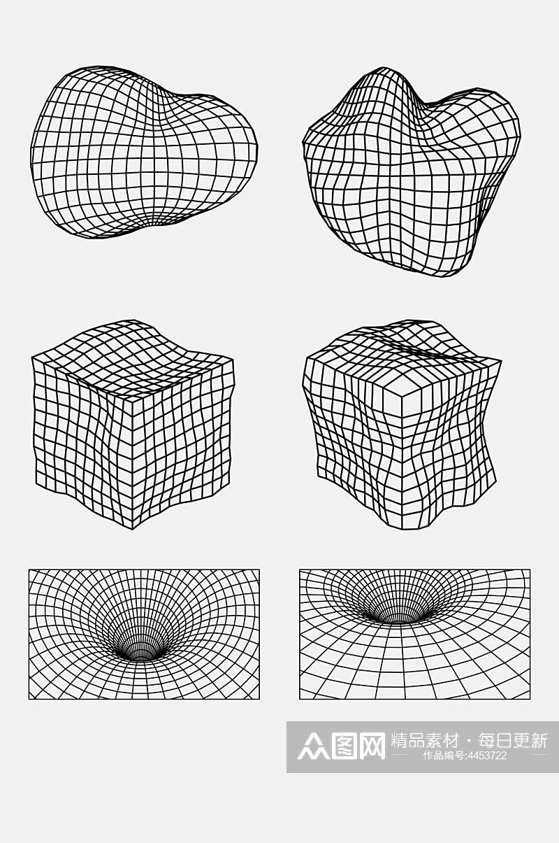 简约方形线条几何网格图形免抠素材素材