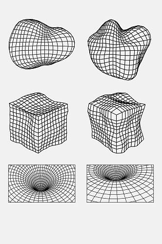简约方形线条几何网格图形免抠素材