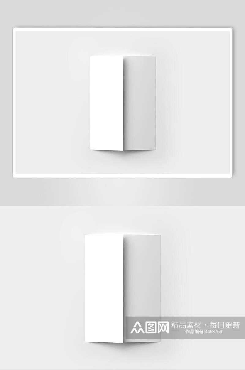 长方形灰白色折页贴图展示样机素材