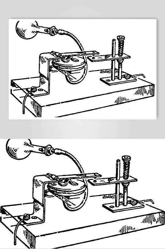 工具黑白手绘科学复古套装矢量素材
