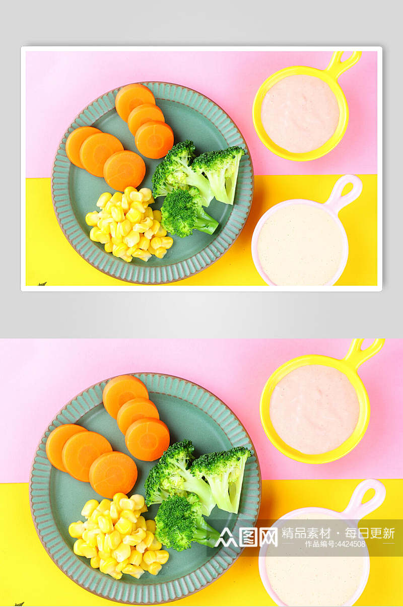 玉米胡萝卜西蓝花沙拉图片素材