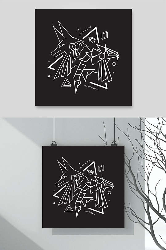 黑白线条潮流图案矢量素材