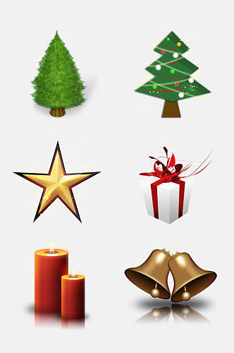 树木铃铛创意圣诞节插画免抠素材
