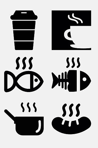 鱼食物类黑色图标免抠素材
