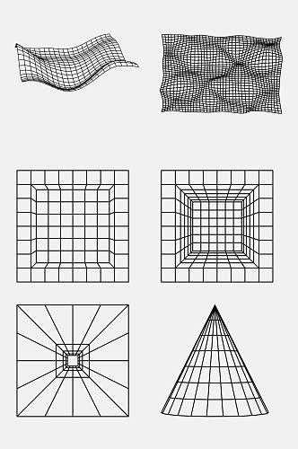 线条三角简约几何网格图形免抠素材