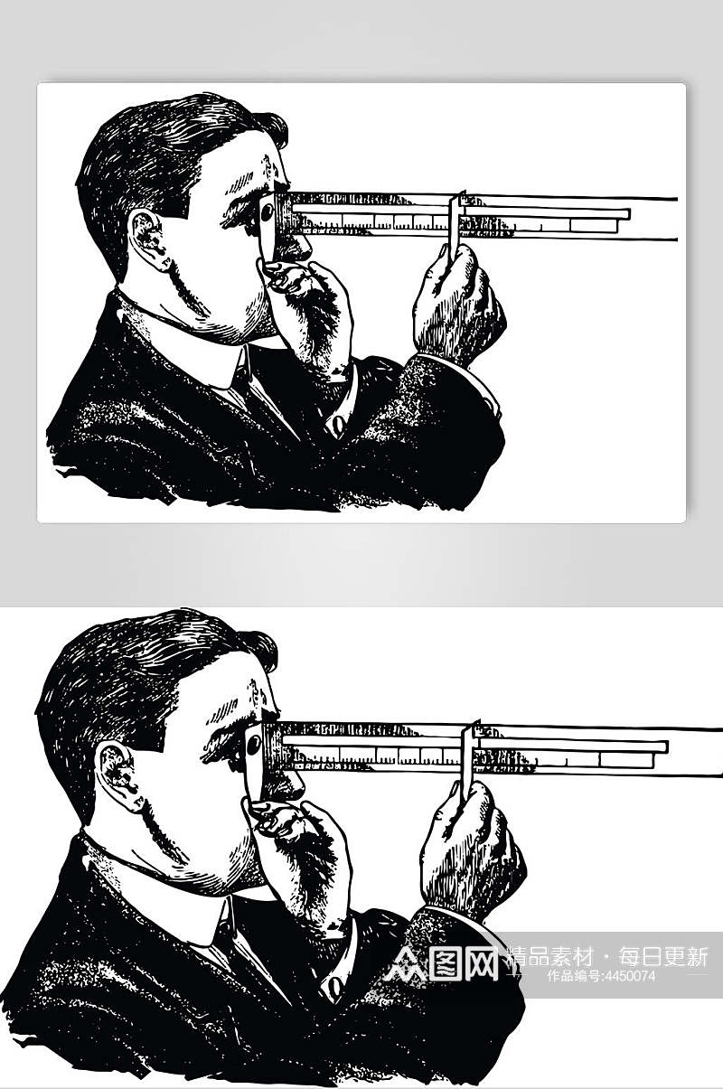 黑白科学复古套装矢量素材素材