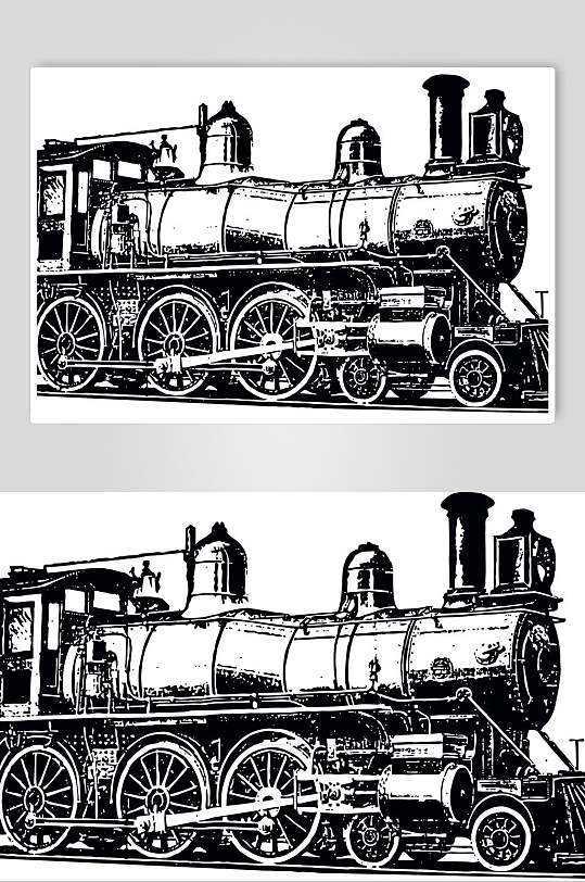 黑色简约手绘创意清新火车矢量素材