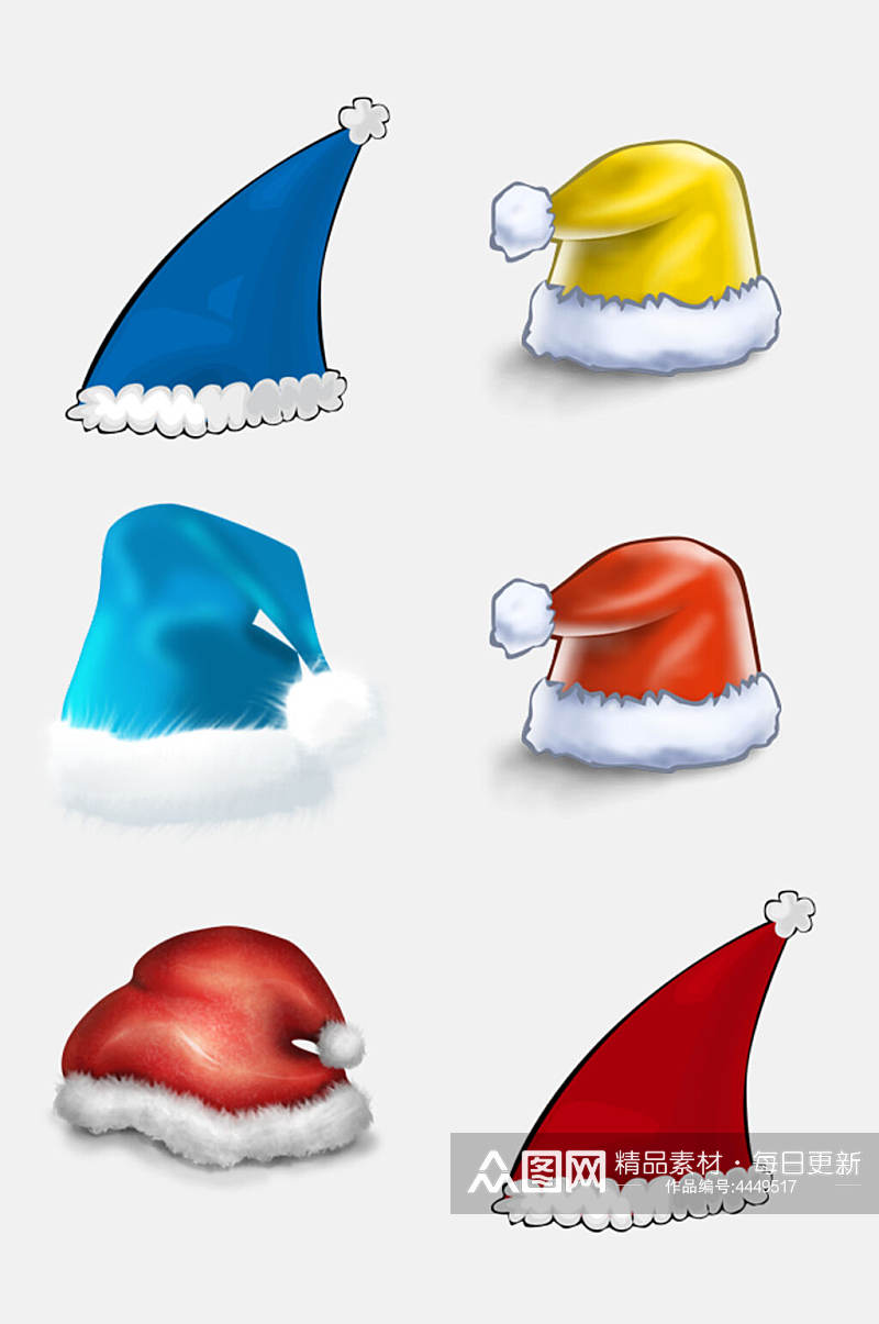 蓝色圣诞帽创意圣诞节插画免抠素材素材