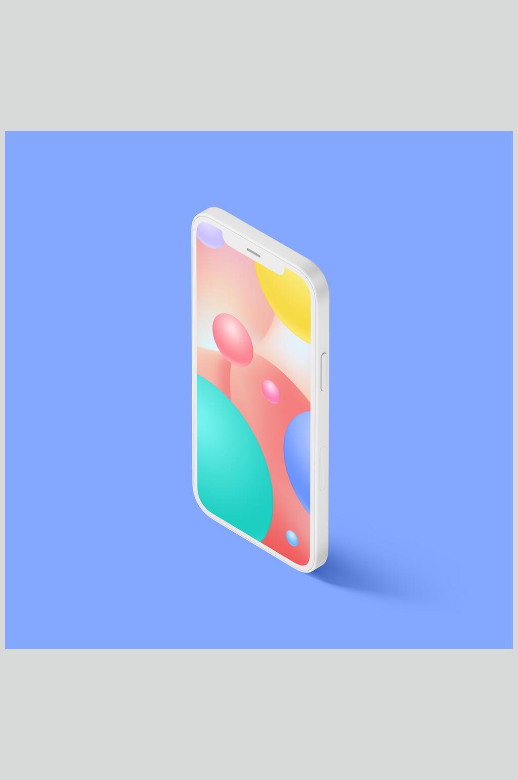 屏幕球形蓝iPhone手机展示样机素材