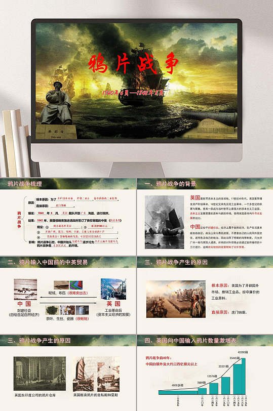 鸦片战争中国近代史PPT-众图网