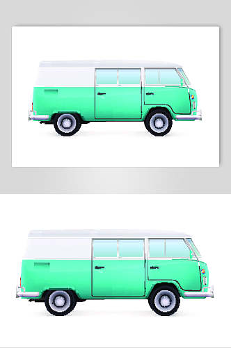 汽车立体绿色出行旅游插画矢量素材