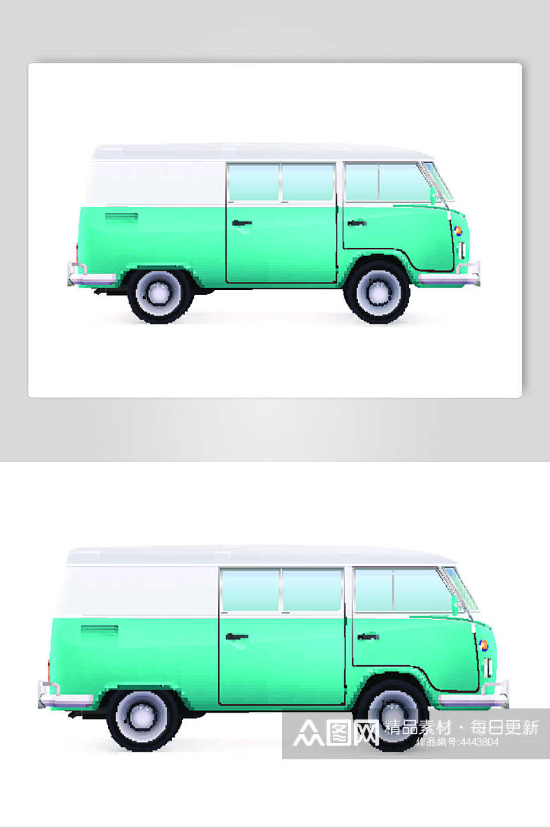 汽车立体绿色出行旅游插画矢量素材素材