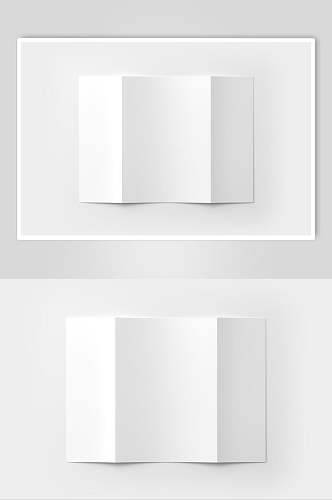 长方形灰白色三折页贴图展示样机