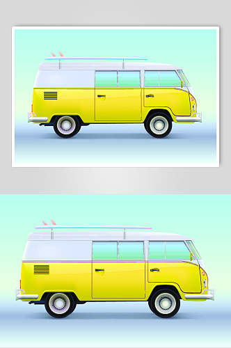 创意黄色巴士出行旅游插画矢量素材