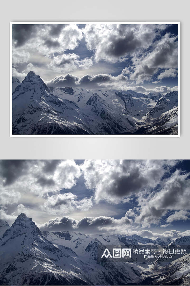 白云雪山雪景图片素材