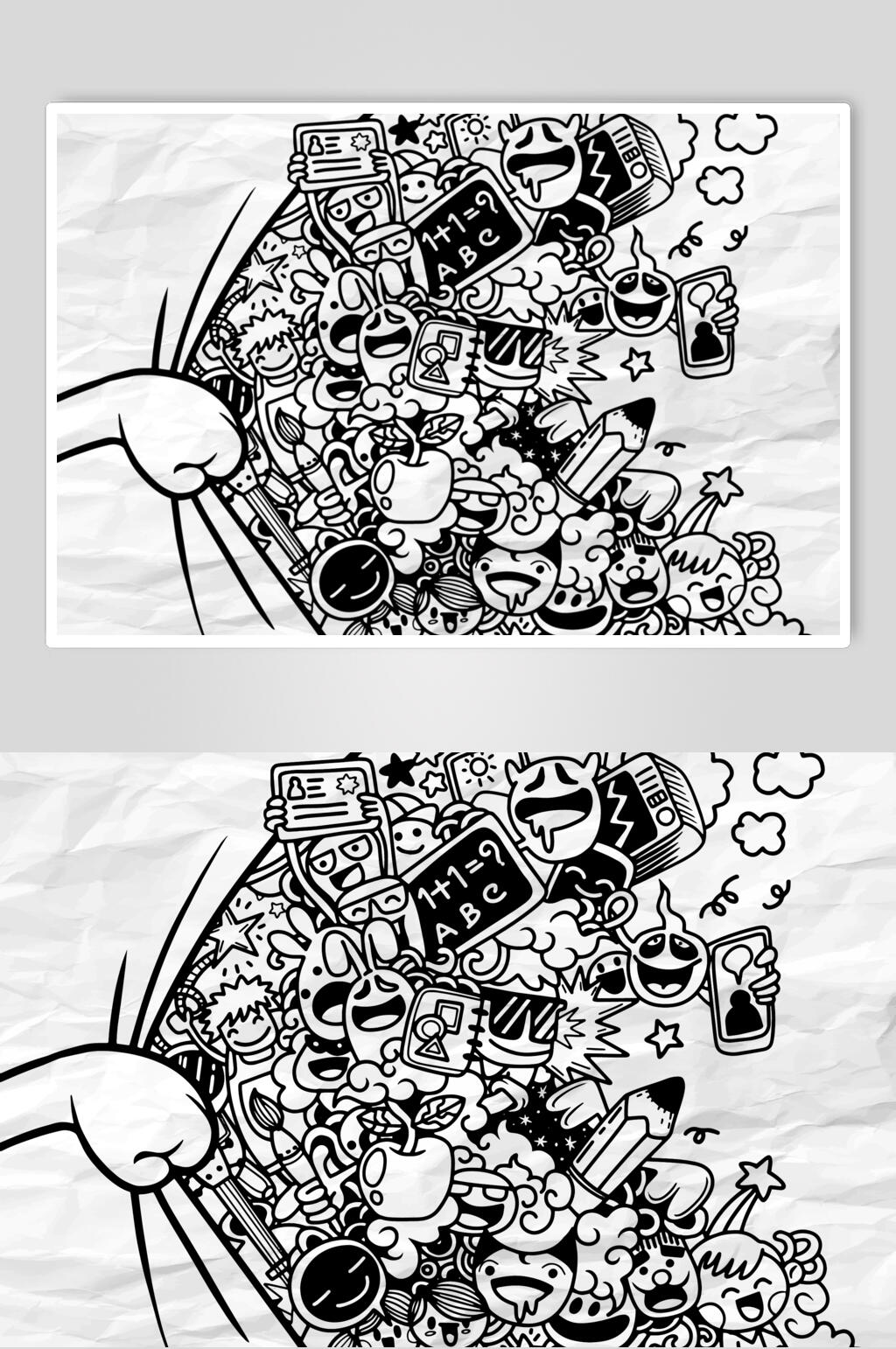 云朵黑色手掌简约涂鸦插画矢量素材素材
