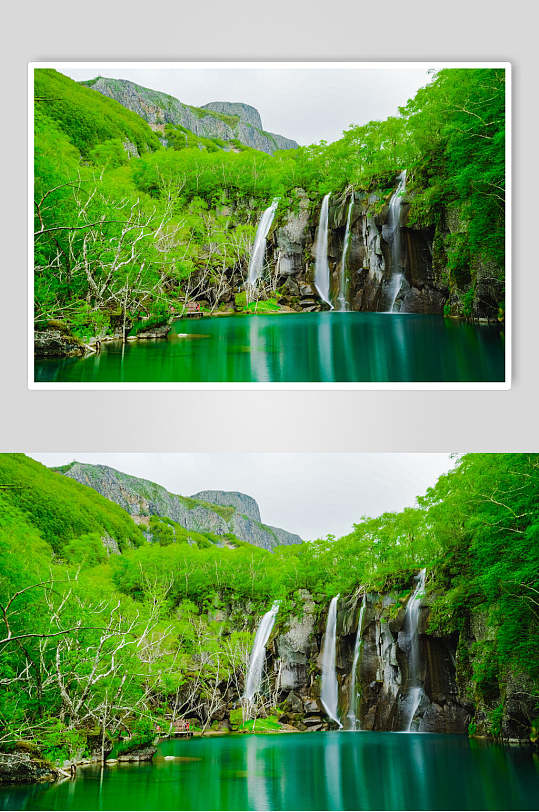 湖泊瀑布吉林长白山景区自然风光图片