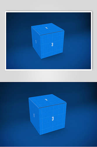数字线条蓝色产品包装纸盒样机
