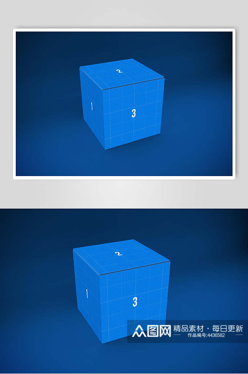 数字线条蓝色产品包装纸盒样机素材