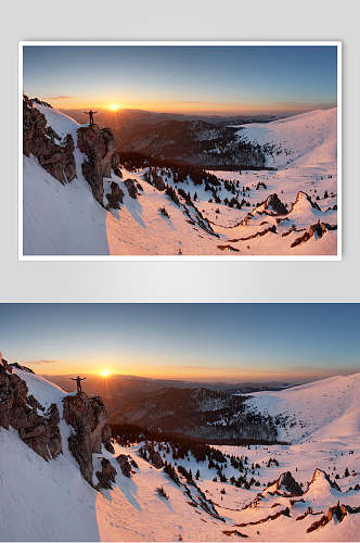 朝阳雪山雪景图片